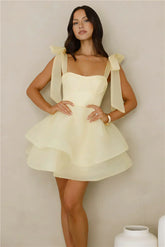 Twirl Society Mini Dress Yellow