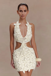 Jaylene Floral Crochet Mini Dress - White