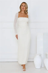 Hot Girl Habits Long Sleeve Maxi Dress Beige