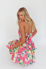 Like Me Tied Back Layered Mini Dress Citrus Pink