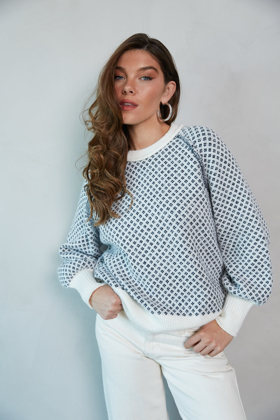 Ramona Ditsy Argyle Sweater